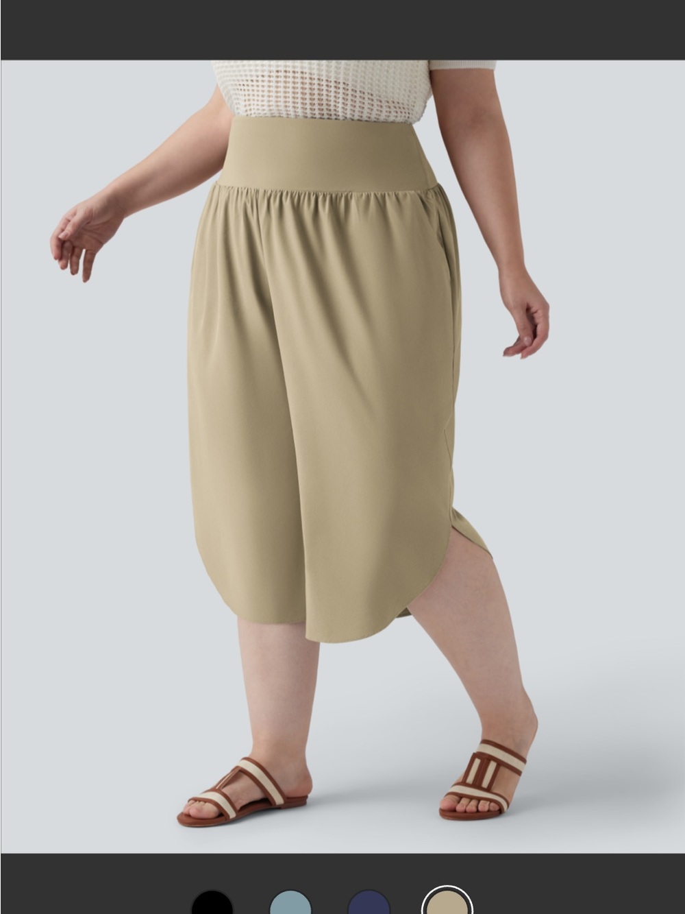 HALARA High-Waist Curved-Hem Capris in fields of rye